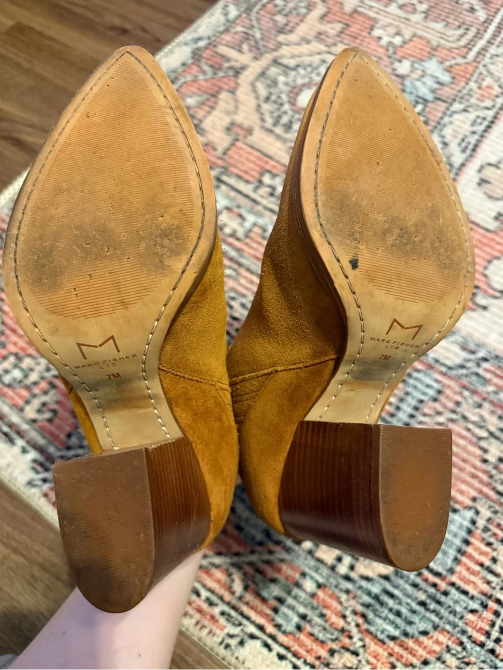 Marc Fisher Suede Block Heel Ankle Boots Size 7